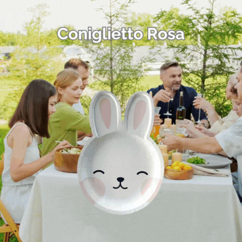 Set Stoviglie da Festa "Coniglietto Primavera" - Piatti e Bicchieri Carta Eco-Friendly - Grandiscount